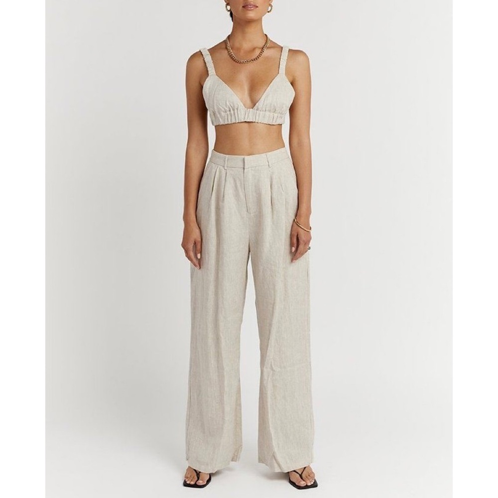 Dissh nora linen wide leg trouser pant natural
